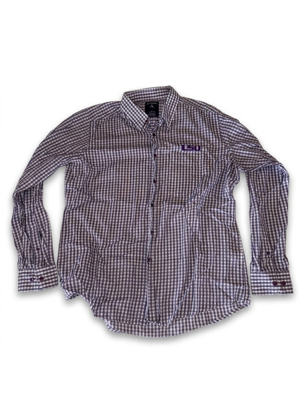 Antigua Button-Up Shirt | Purple | Men's L | Collared Long Sleeve